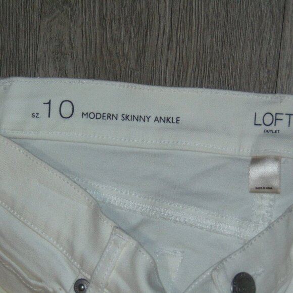 Loft Womens Size 10 Pants Modern Skinny Ankle Cotton Solid White - Picture 6 of 8